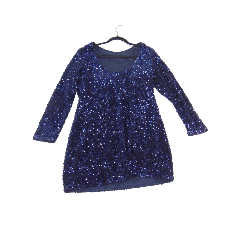 Mama maternity Navy Blue Sequin Maternity Long Sleeve Mini Dress Size L 3257